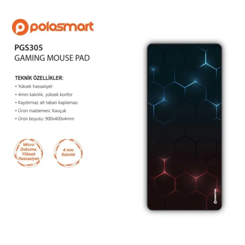 POLOSMART PGS305 RGB GAMING MOUSEPAD 90X40 4MM